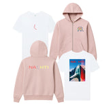 NACHTI RE:PRINT - Zipper Hoodie pastell rosa & T-Shirt white Bundle